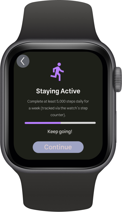 MedRec Apple Watch progress screen showing weekly glucose trend visualization